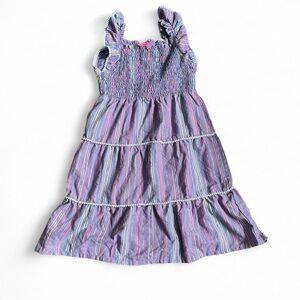 Penelope Mack Girl's 10 Smocked Top Ruffle Sleeveless Cotton Metallic Dress